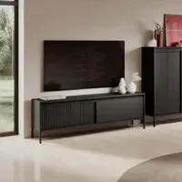 Shawnee Large TV Stand with 2 Flip Doors - Black