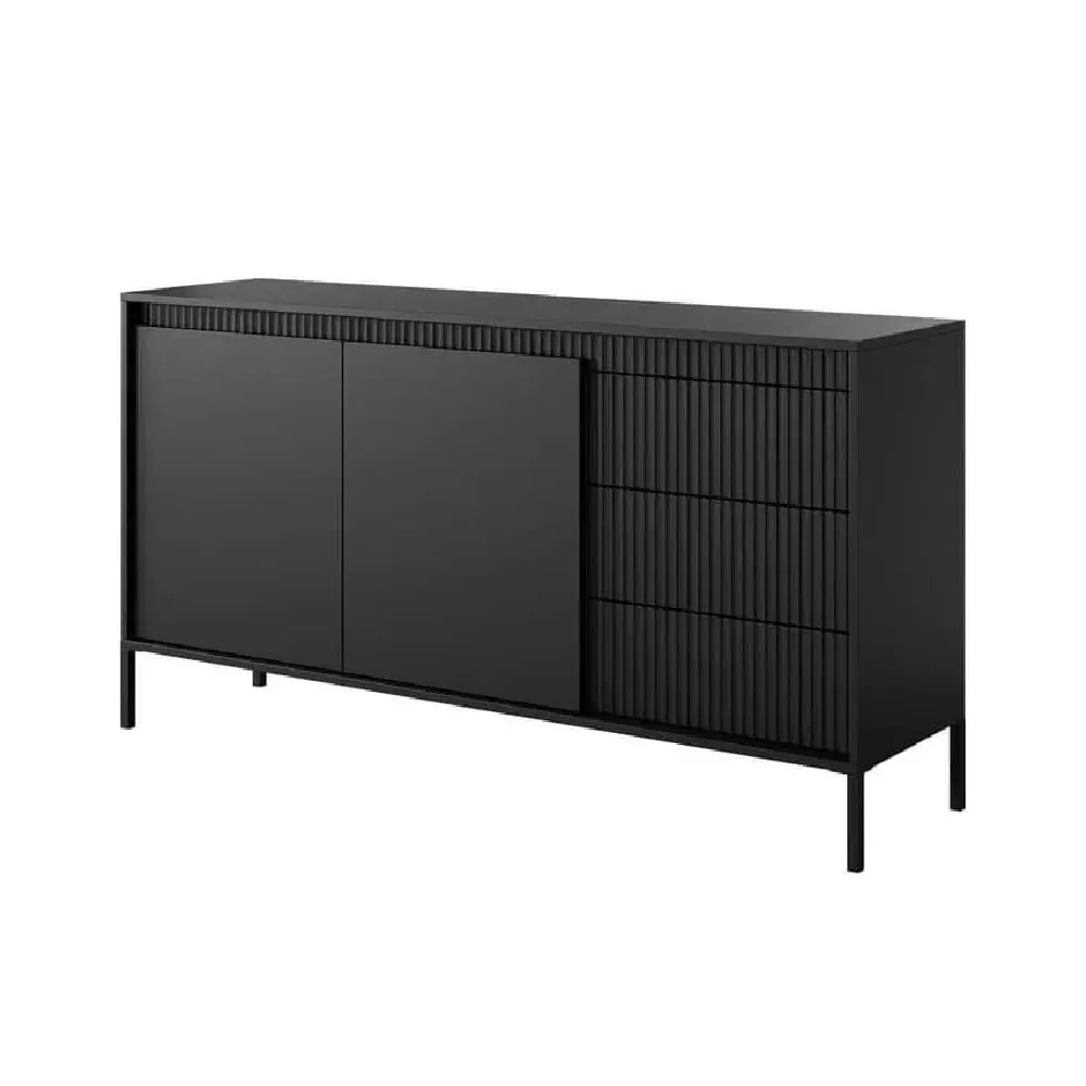 Shawnee Small Sideboard with 2 Doors 3 Drawers - Black