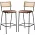 Shelby Bar Stools in Pair - Brown, Genuine Leather