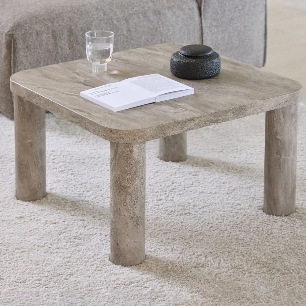 Shelby Square Coffee Table - Grey Marble Effect, Wood image
