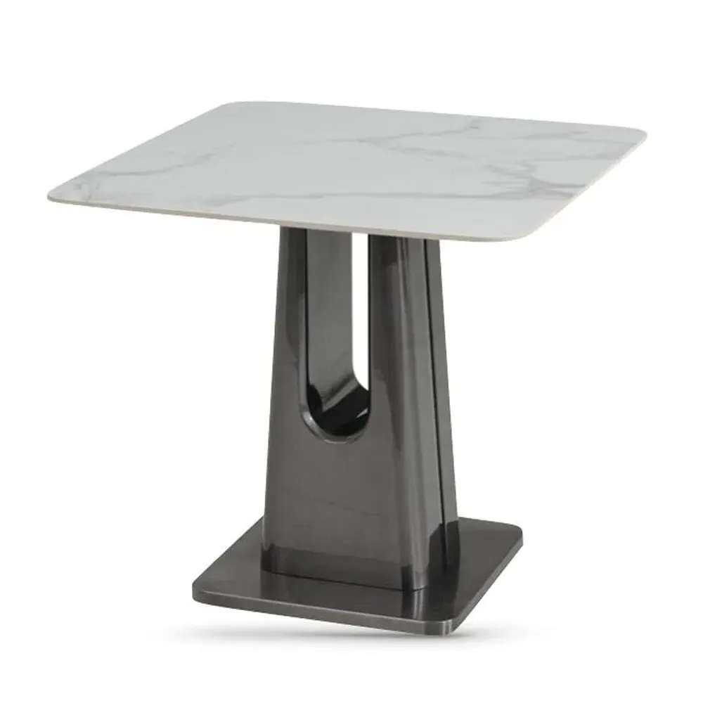 Shelby Square End Table - Binli White, Sintered Stone image