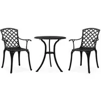 Shelton 3 Piece Bistro Set - Black, Cast Aluminium