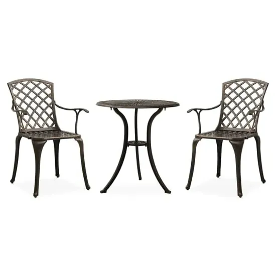 Shelton 3 Piece Bistro Set - Bronze, Cast Aluminium