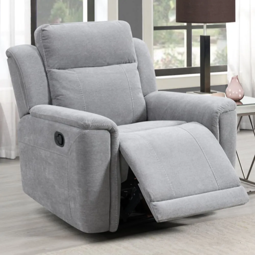 Sheridan 1 Seater Recliner Sofa - Light Grey, Fabric