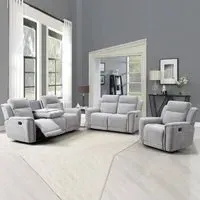 Sheridan 3-Piece Recliner Sofa Suite - Light Grey, Fabric