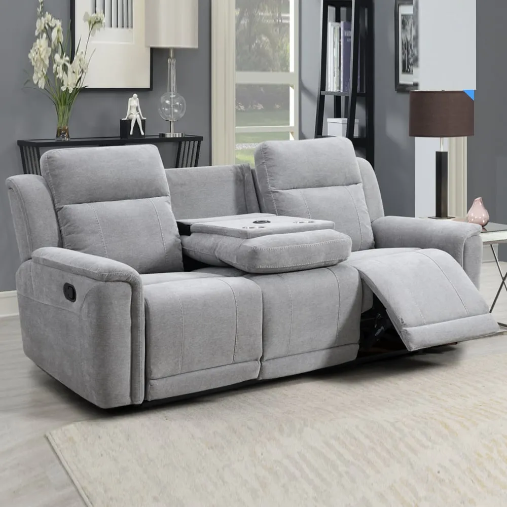 Sheridan 3 Seater Recliner Sofa - Light Grey, Fabric
