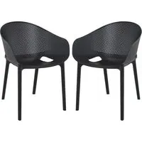 Shipley Outdoor Stacking Armchairs Pair - Black, Polypropylene