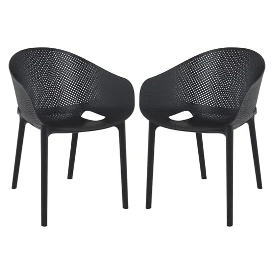 Shipley Outdoor Stacking Armchairs Pair - Black, Polypropylene image