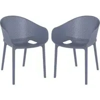 Shipley Outdoor Stacking Armchairs Pair - Grey, Polypropylene