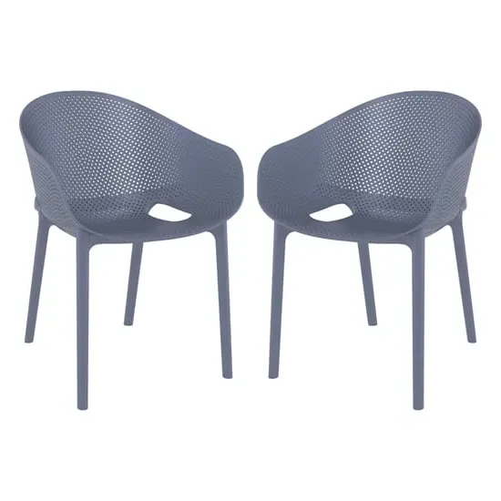 Shipley Outdoor Stacking Armchairs Pair - Grey, Polypropylene
