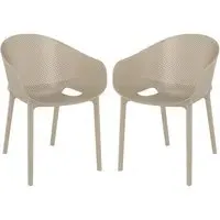 Shipley Outdoor Stacking Armchairs Pair - Taupe, Polypropylene