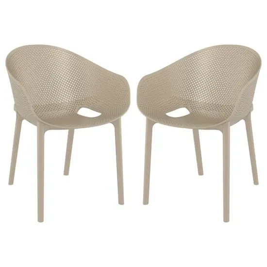 Shipley Outdoor Stacking Armchairs Pair - Taupe, Polypropylene