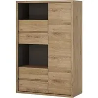 Sholka Display Cabinet with 1 Door 4 Drawers - Oak