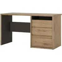 Sholka Laptop Desk with 3 Drawers - Oak