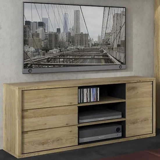 Sholka TV Stand with 1 Door 3 Drawers - Oak