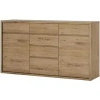 Sholka Wide Sideboard with 2 Doors 6 Drawers - Oak