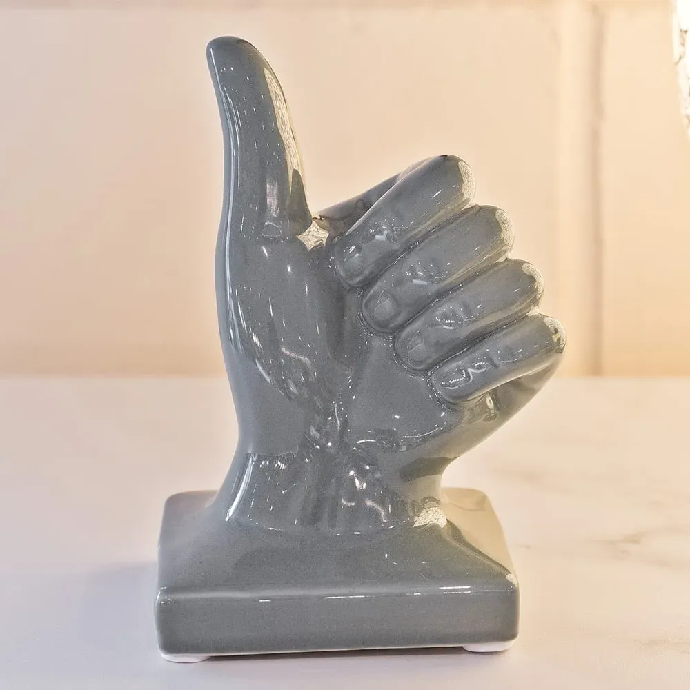 Shotwell Ceramic Thumbs Up Sculpture - Grey image