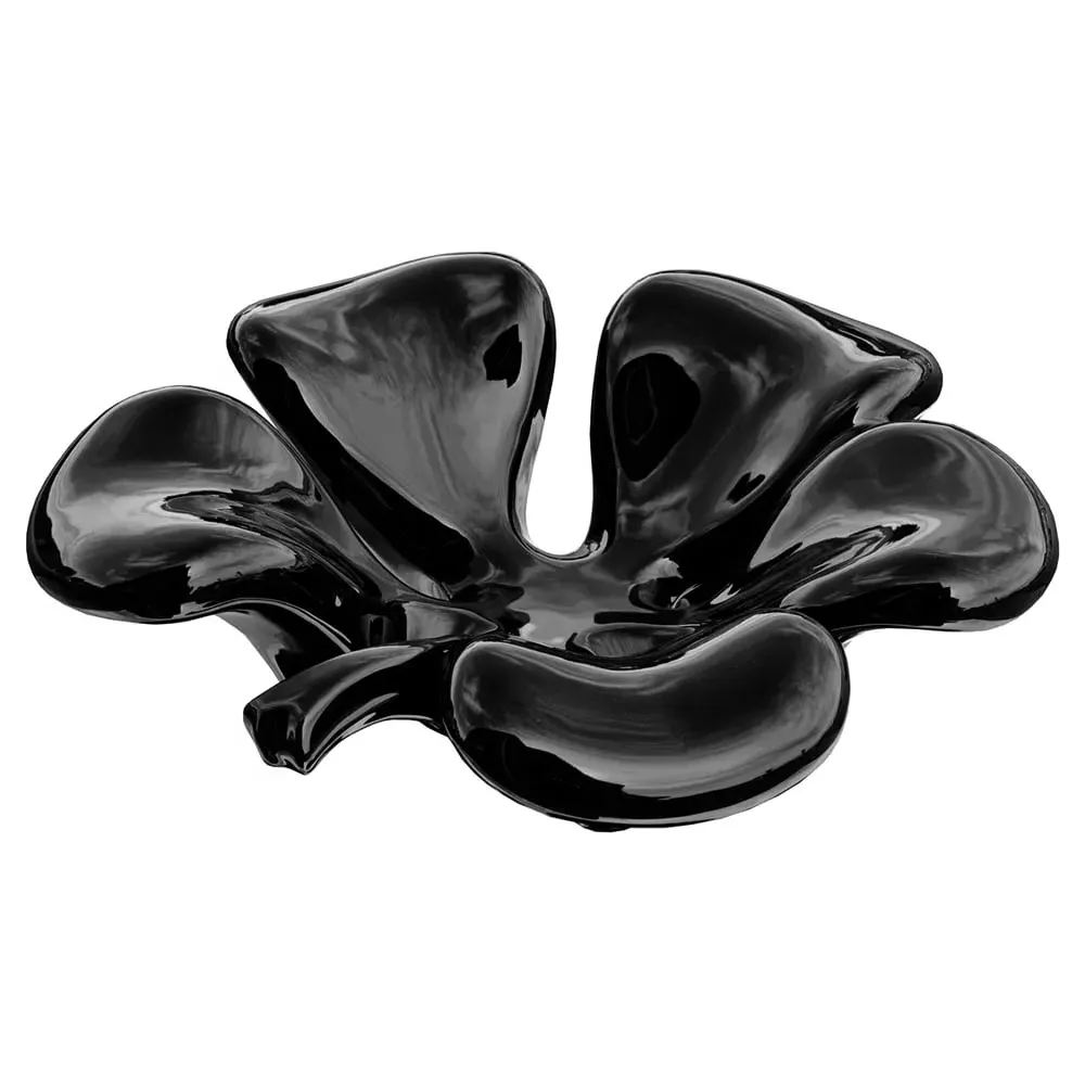 Shotwell Clover Decorative Tray - Black, Ceramic image