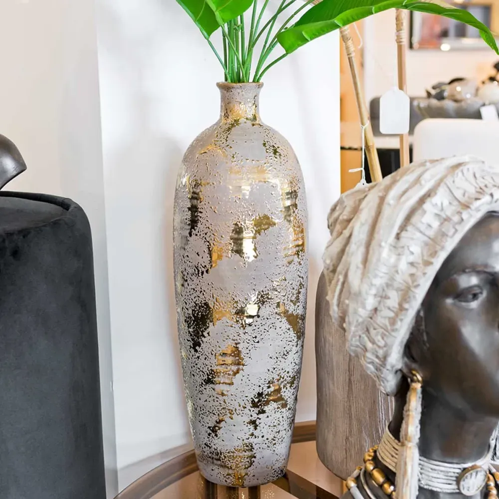 Shotwell Large Ceramic Fleck Vase - Gold, Ceramic