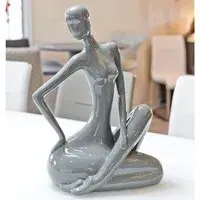 Shotwell Sitting Lady Sculpture - Grey, Ceramic