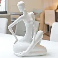 Shotwell Sitting Lady Sculpture - White, Ceramic