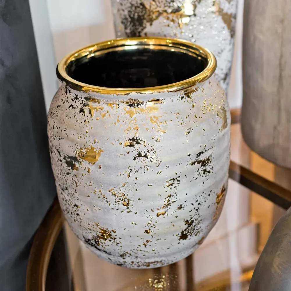 Shotwell Small Ceramic Fleck Vase - Gold, Ceramic image