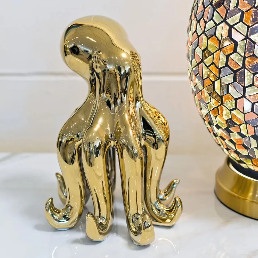 Shotwell Small Octopus Sculpture - Gold, Ceramic