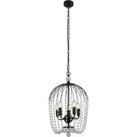 Shower 5 Light Crystal Ceiling Pendant Light - Black