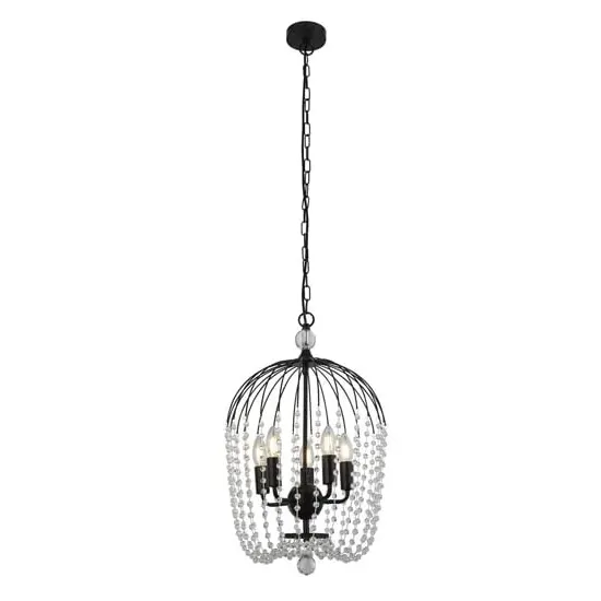 Shower 5 Light Crystal Ceiling Pendant Light - Black image
