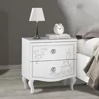 Sialkot Serigraphy Bedside Cabinets Pair - White, Wood