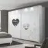 Sialkot Wardrobe with Mirror and LED - White, Wood