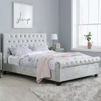 Siena Double Bed Frame - Steel, Crushed Velvet