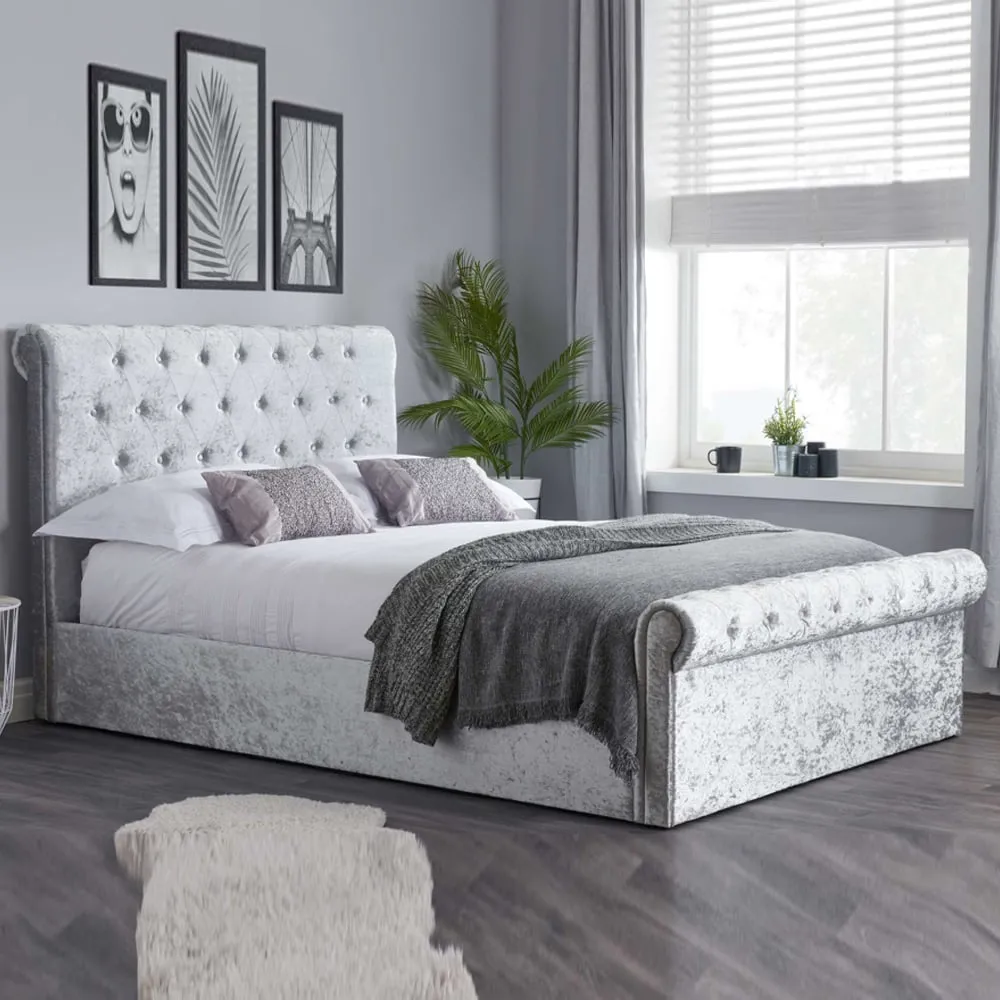 Siena King Size Ottoman Bed with Storage - Crushed Velvet