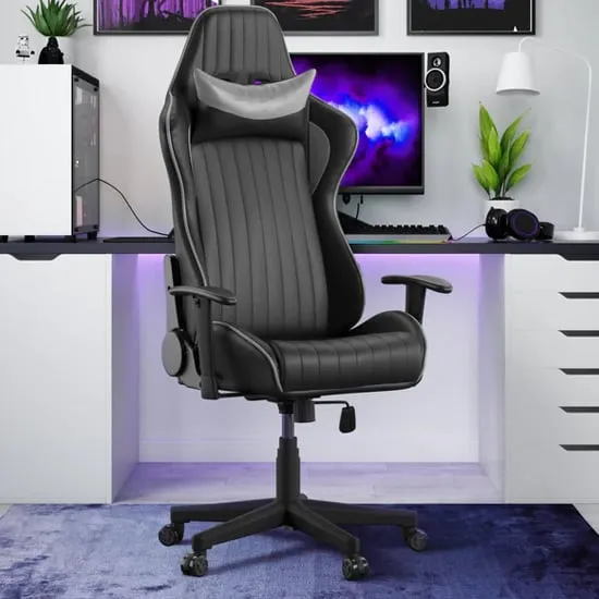 Siena Reclining Gaming Chair - Black & Grey, Faux Leather product