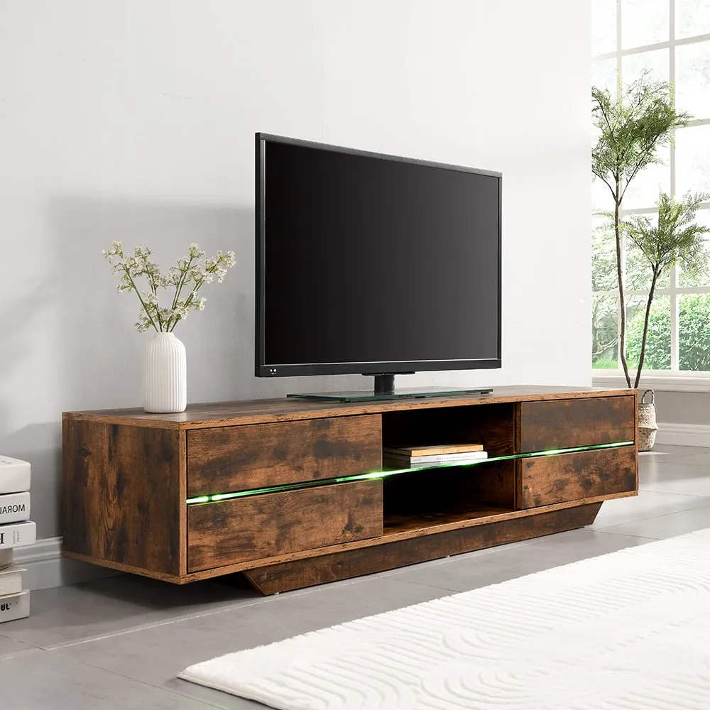 Sienna TV Stand with LED Lighting - Rustic Oak image