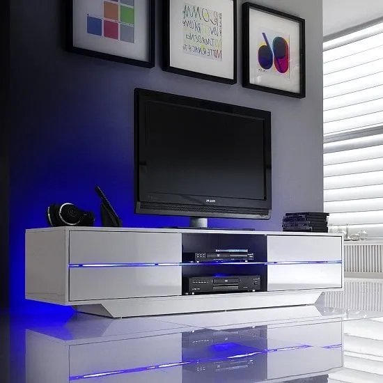 Sienna TV Stand with Multi LED Lighting - White