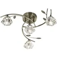 Sierra 4-Light Ceiling Light - Antique Brass, Clear Glass