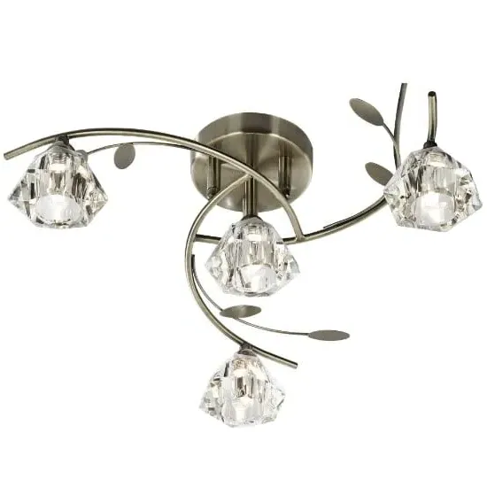 Sierra 4-Light Ceiling Light - Antique Brass, Clear Glass image