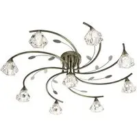 Sierra 9-Light Ceiling Light - Antique Brass, Clear Glass