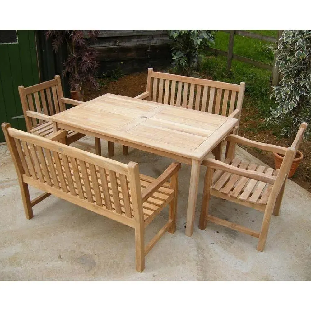 Sierra Dining Set with 2 Chairs 2 Benches - Teak
