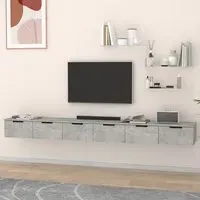 Sierra Wall Hung TV Stand with 6 Drawers - Concrete Effect