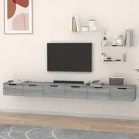 Sierra Wall Hung TV Stand with 6 Drawers - Grey Oak
