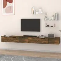 Sierra Wall Hung TV Stand with 6 Drawers - Smoked Oak