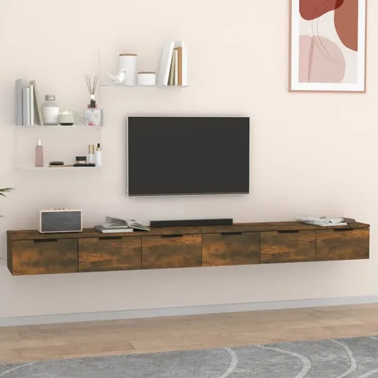 Sierra Wall Hung TV Stand with 6 Drawers - Smoked Oak image