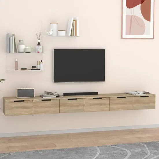 Sierra Wall Hung TV Stand with 6 Drawers - Sonoma Oak