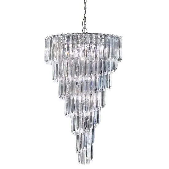 Sigma 9 Lamp Chrome Spiral Ceiling Light with Acrylic Prisms