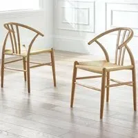 Sikeston Oak Dining Chairs - Pair - Rattan