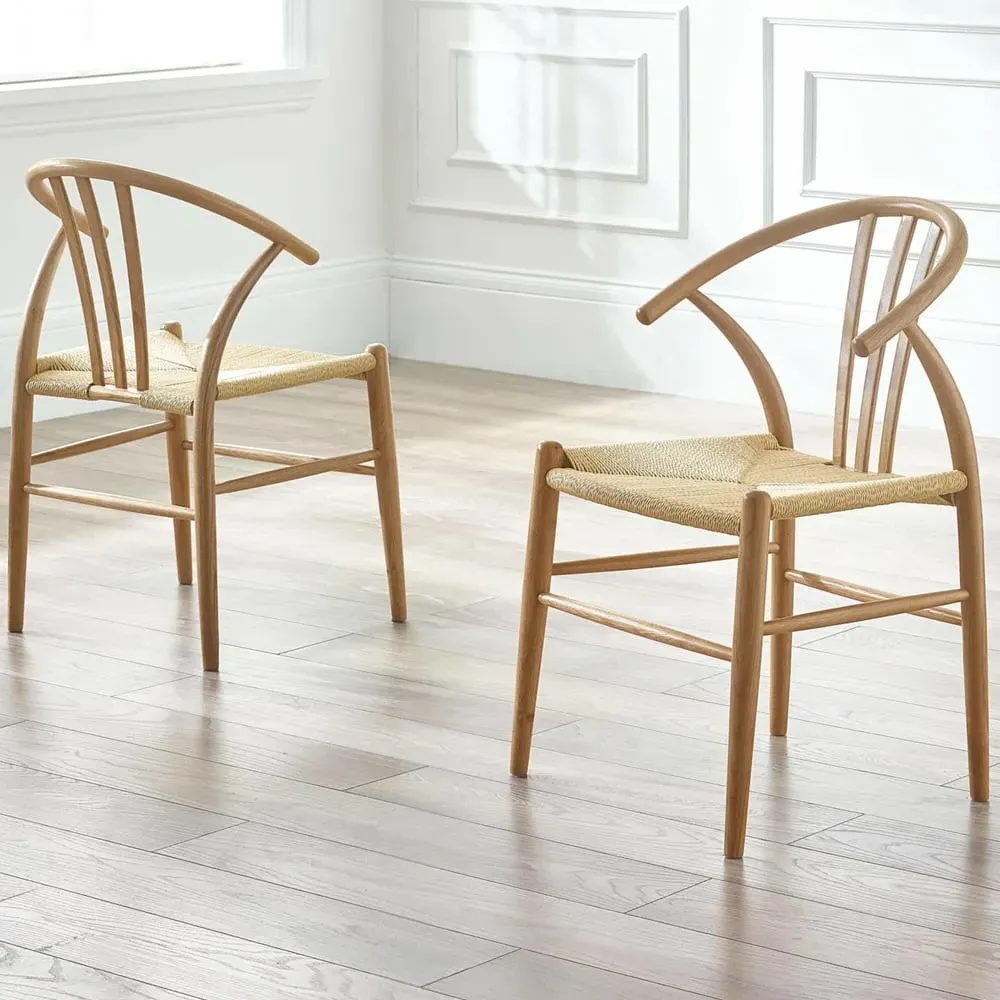 Sikeston Oak Dining Chairs - Pair - Rattan