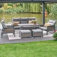 Silas Aluminium Lounge Dining Set with Adjustable Table - Grey
