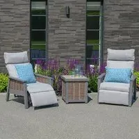 Silas Aluminium Reclining Duo Set with Side Table - Grey